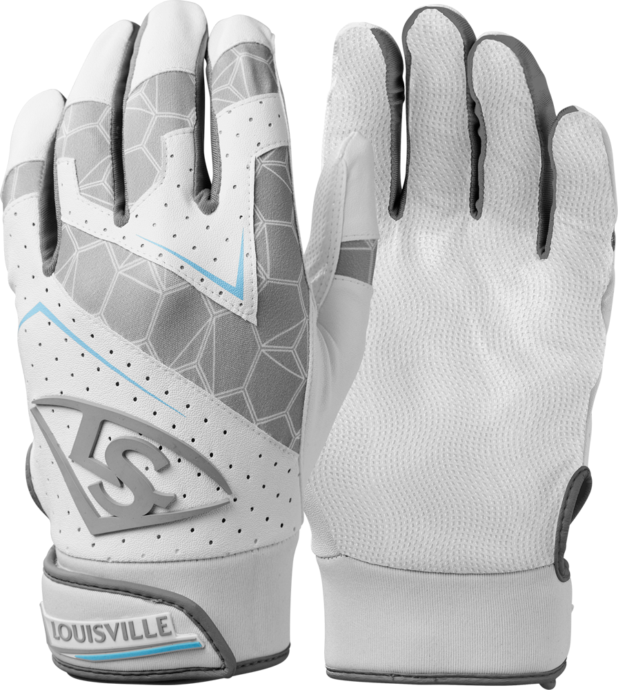 WB5730703 Genuine Adult Batting Glove Pair white/grey